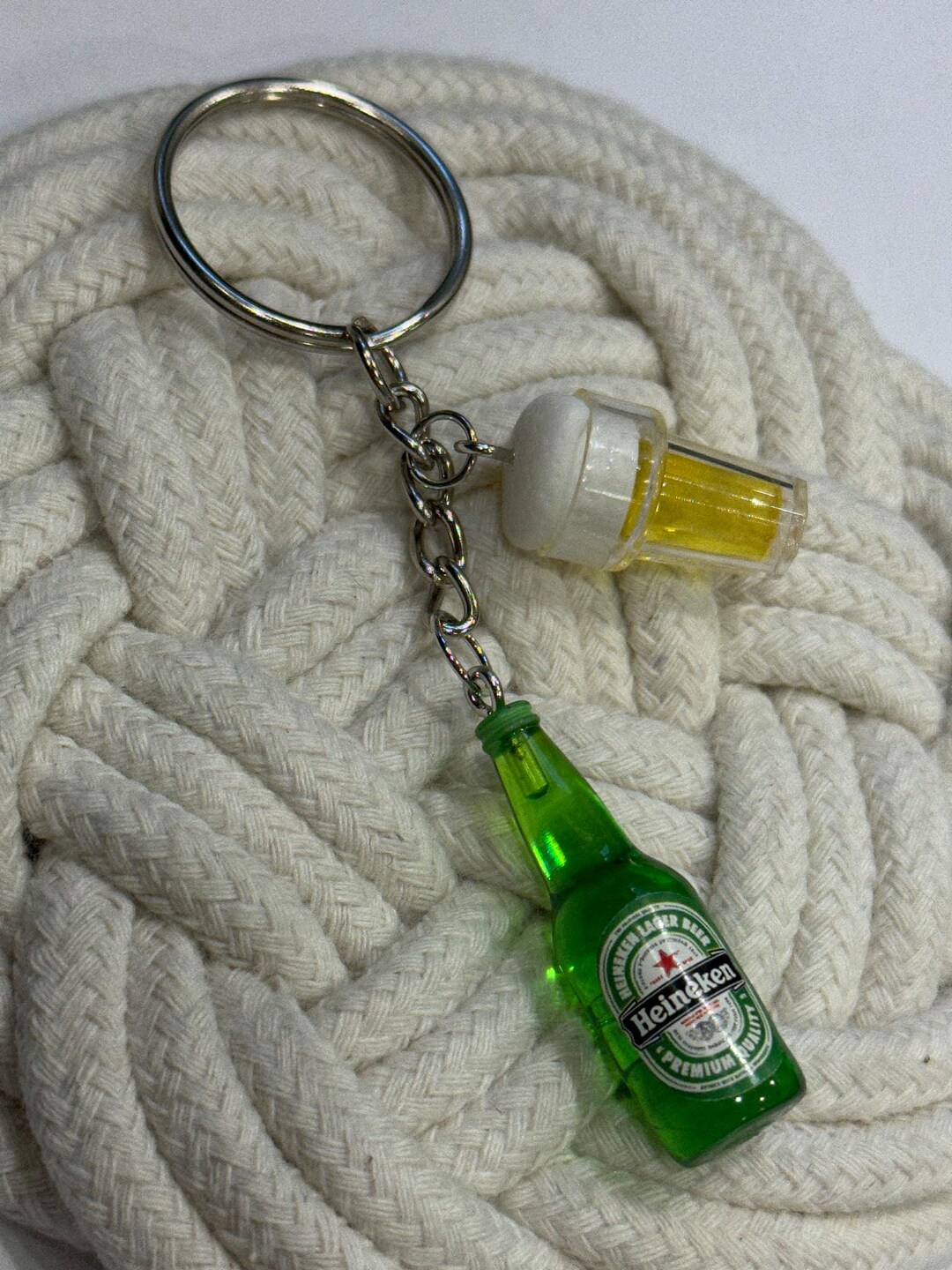 Mini Heineken Beer Keychain With Beer Cup | Handmade Bar-themed Jewelry ...