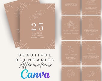 25 Boundaries Affirmations - Edit in Canva™ - Templates for Therapists Psychologists Counsellors Counselors Coaches - Customise