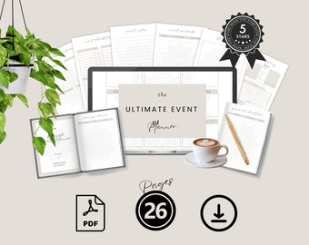 Event Planner - Simple - PDF - Printable - Instant Download - Therapists - Events - Weddings - Birthdays - Conferences - Retreat Planner