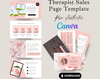 Sales Page Template for Therapists - Canva Template - Rose - Template - Psychologist - Therapist - Counsellor - Coach