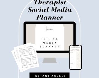 Therapist Social Media Planner 22 Pages, Instagram, Facebook, Pinterest, YouTube, PDF, Printable, Counselor, Counsellor, Psychologist