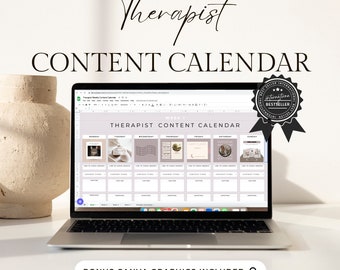 Therapist Content Calendar Planner Template - BONUS Canva Graphics - Social Media - Visibility - Counsellor - Counselor - Psychologist