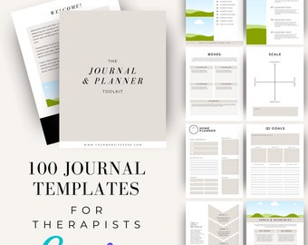 100 Pages Journal & Planner Toolkit for Therapists, Psychologists, Counsellors, Counselors, Private Practice, Canva, Customisable
