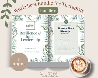 Bundle 6: Therapist Client Worksheet Bundle for Resilience and Leadership, Counselor, Counsellor, Psychologist Tools, Therapy Resources