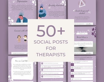 Social Media Templates Therapists - Therapist Templates - Social Media for Therapists - Psychologist - Counsellor - Counselor - Social Work