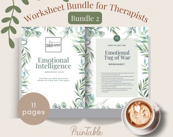 Bundle 2: Therapist Client Worksheet Bundle for Emotional Intelligence, Counselor, Counsellor, Psychologist Tools, Therapy Resources