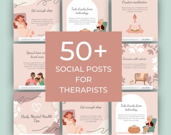 Social Media Templates Therapists - Therapist Templates - Social Media for Therapists - Psychologist - Counsellor - Counselor - Social Work