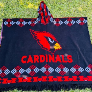 Arizona Cardinals  sports poncho, hooded poncho, Alpaca wool blend poncho