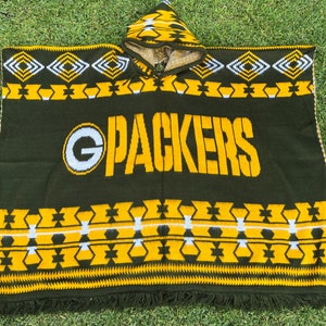 Green Bay  packers sports poncho, hooded poncho, Alpaca wool blend poncho