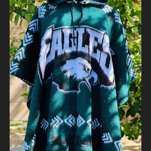 Philadelphia Eagles  sports poncho, hooded poncho, Alpaca wool blend poncho