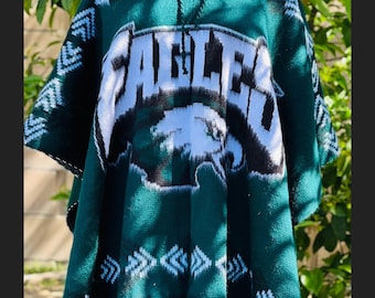 Philadelphia Eagles  sports poncho, hooded poncho, Alpaca wool blend poncho