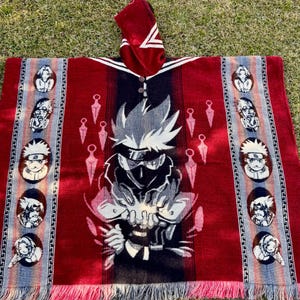 Anime Alpaca Poncho,  Poncho unisex hooded Alpaca wool cape exclusive design, one size