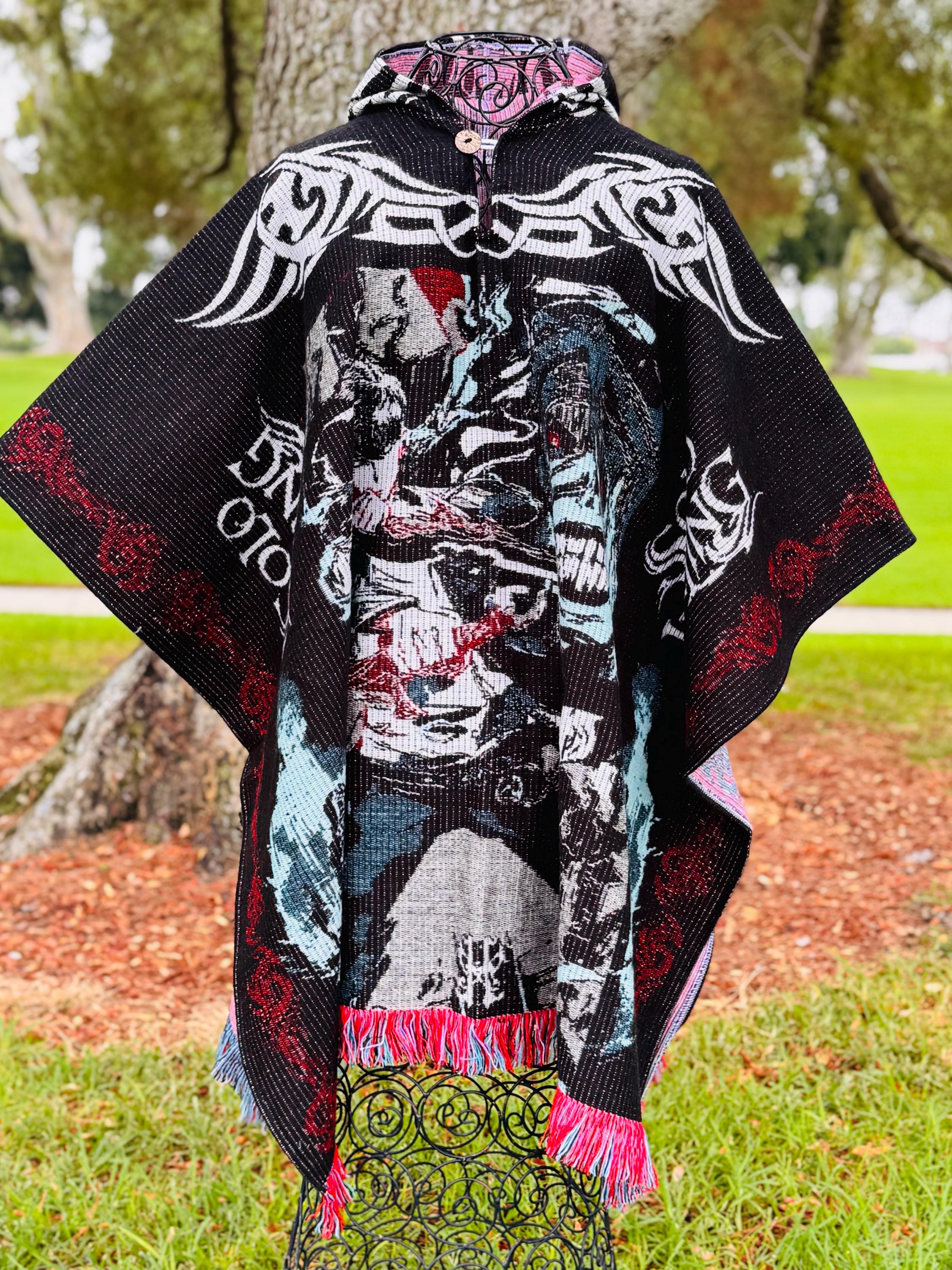 Anime Alpaca Wool Poncho: Unisex Hooded Cape - Etsy