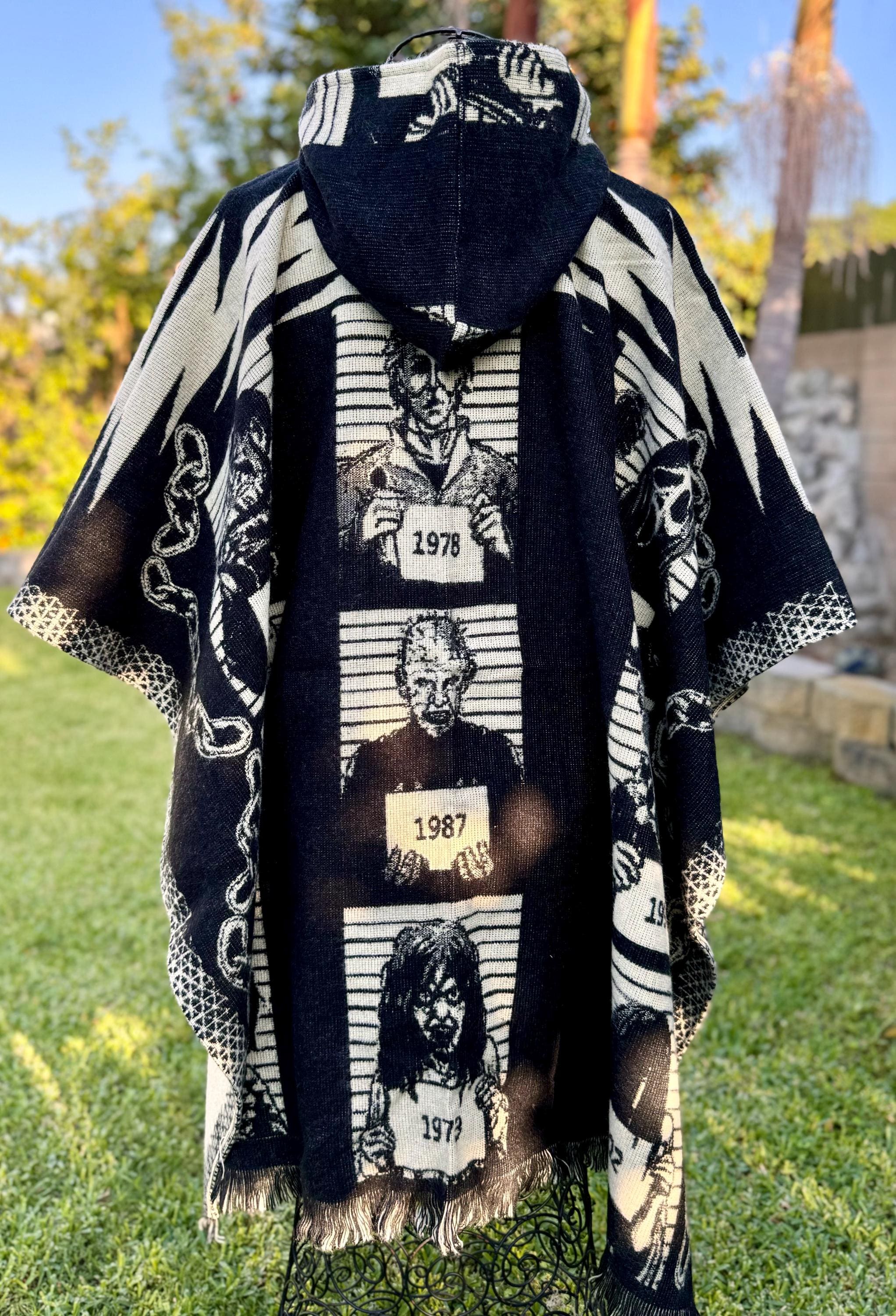 Handcrafted Horror Movie Alpaca Wool Poncho: Unisex Hooded Cape - Etsy