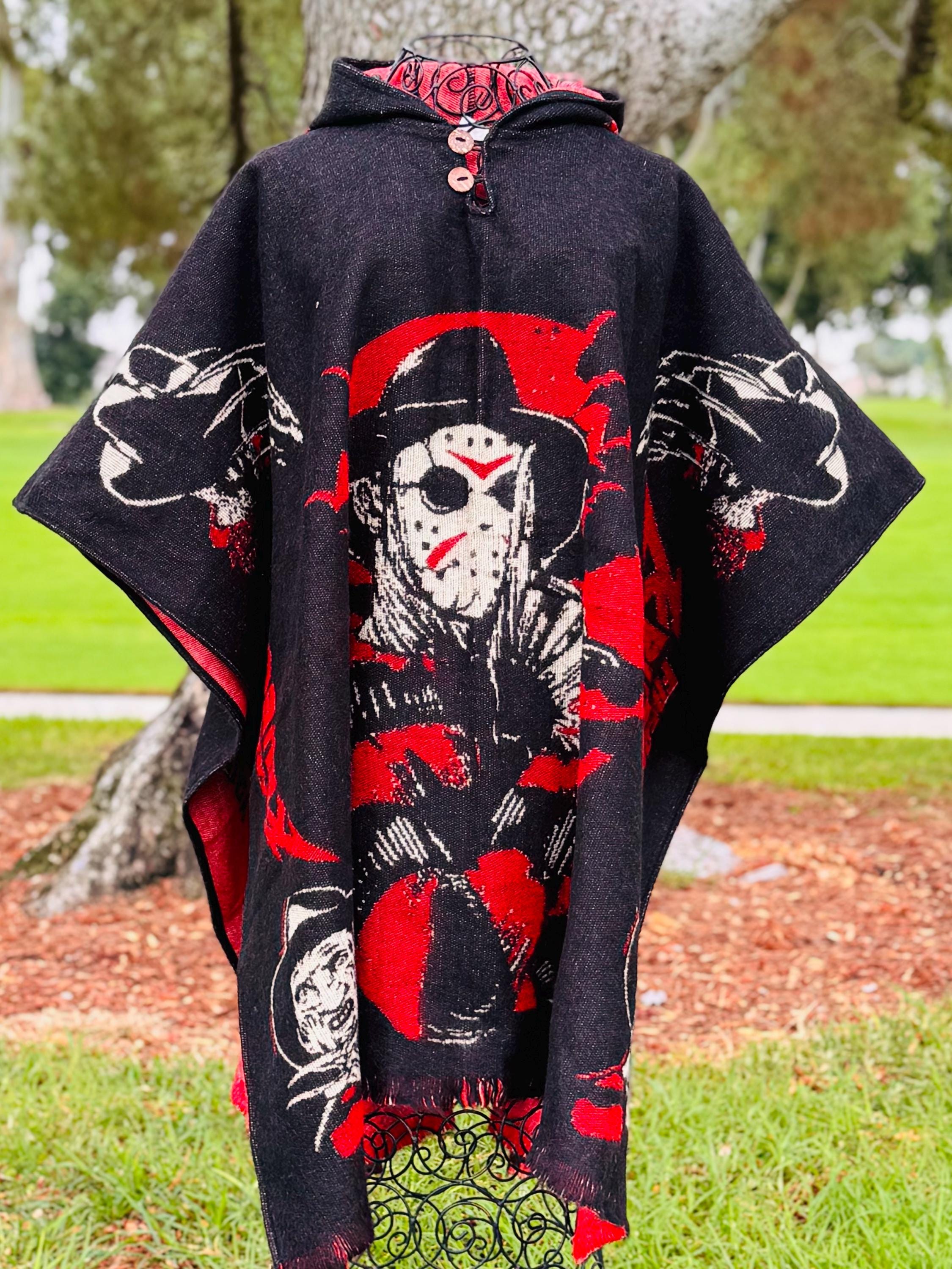 Handcrafted Horror Movie Alpaca Wool Poncho: Unisex Hooded Cape - Etsy