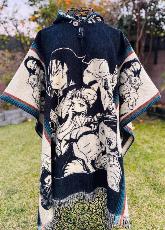 Anime Alpaca Wool Hooded Poncho: Exclusive Design - Etsy