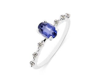 Natural Tanzanite & Moissanite Gemstone 925 Sterling Silver Handmade Ring / Gift For Anniversary/Birthday/Christmas/December Birthstone