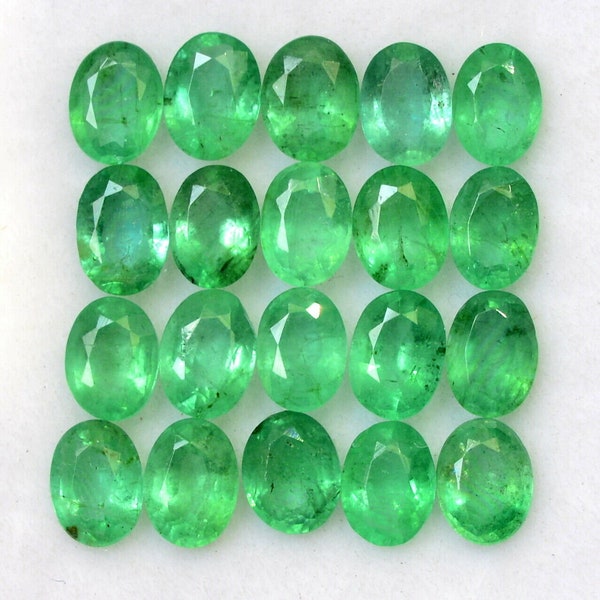 Natural Emerald Oval Faceted Cut Loose Certified Gemstone Untreated Lot Ready for Jewelry Setting