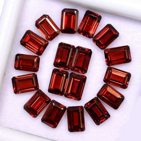 Natural Red Garnet Emerald Faceted Cut Loose Certified Gemstone Untreated Lot Ready for Jewelry Setting