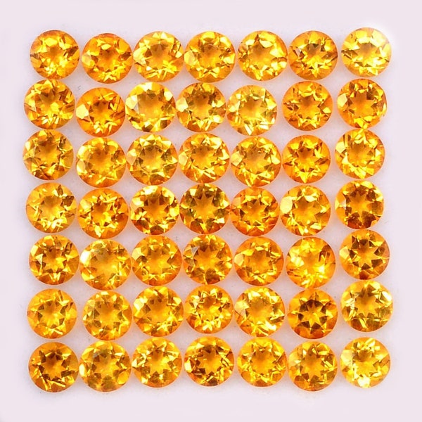 Natural Citrine Round Faceted Cut Loose Certified Gemstone Untreated Lot Ready for Jewelry Setting