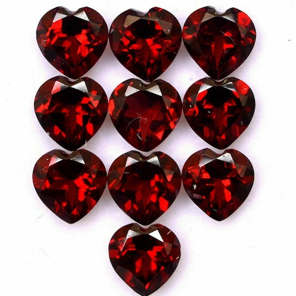 Corazón de granate rojo natural, corte facetado, piedra preciosa certificada suelta, lote sin tratar, listo para configurar joyas