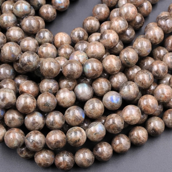 AAA Natural Chocolate Labradorite Gemstone Round Smooth Beads | Sold by Strand 15.5" | Size Available 4mm 6mm 8mm 10mm | for Jewelry Making