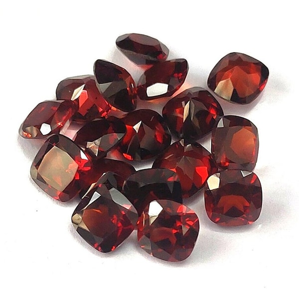 Natural Red Garnet Cushion Faceted Cut Loose Certified Gemstone Untreated Lot Ready for Jewelry Setting