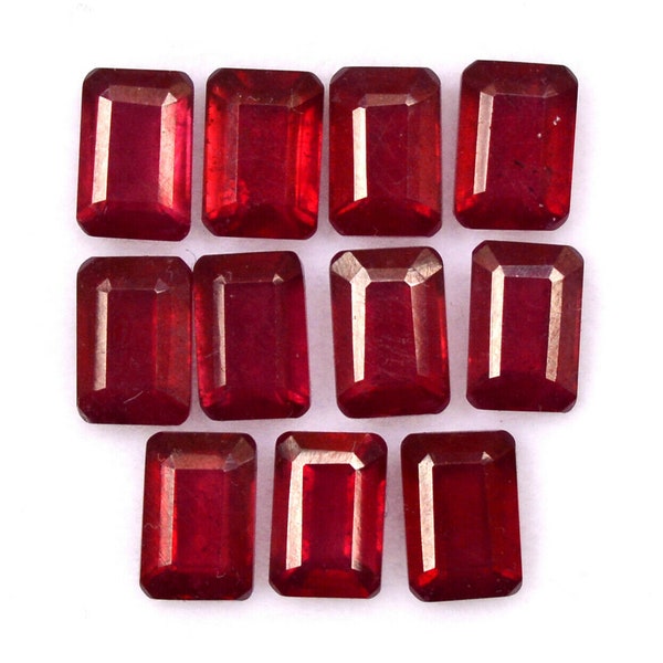 Natural Ruby Octagon Faceted Cut Loose Certified Gemstone Untreated Lot Ready for Jewelry Setting