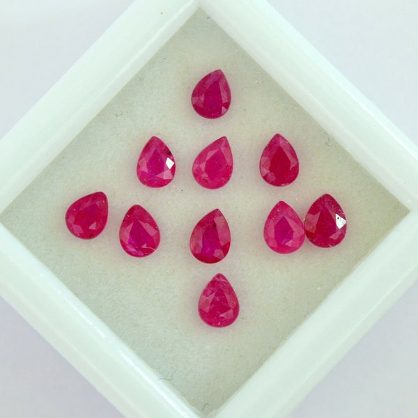 Natural Ruby Pear Faceted Cut Loose Certified Gemstone Untreated Lot Ready for Jewelry Setting