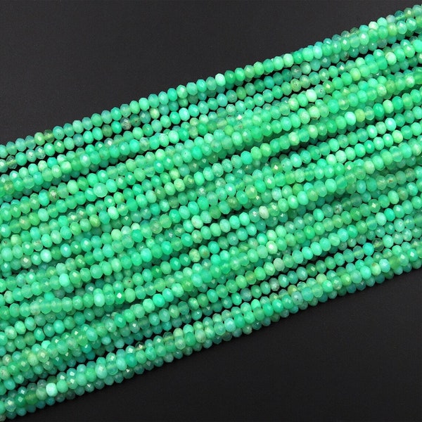 AAA Natural Chrysoprase Gemstone Round Micro Faceted Beads | Sold by Strand 15.5" | Size Available 2mm 3mm | for Jewelry Making