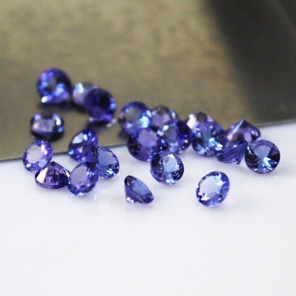 Natural Tanzanite Round Faceted Cut Loose Certified Gemstone Untreated Lot Ready for Jewelry Setting