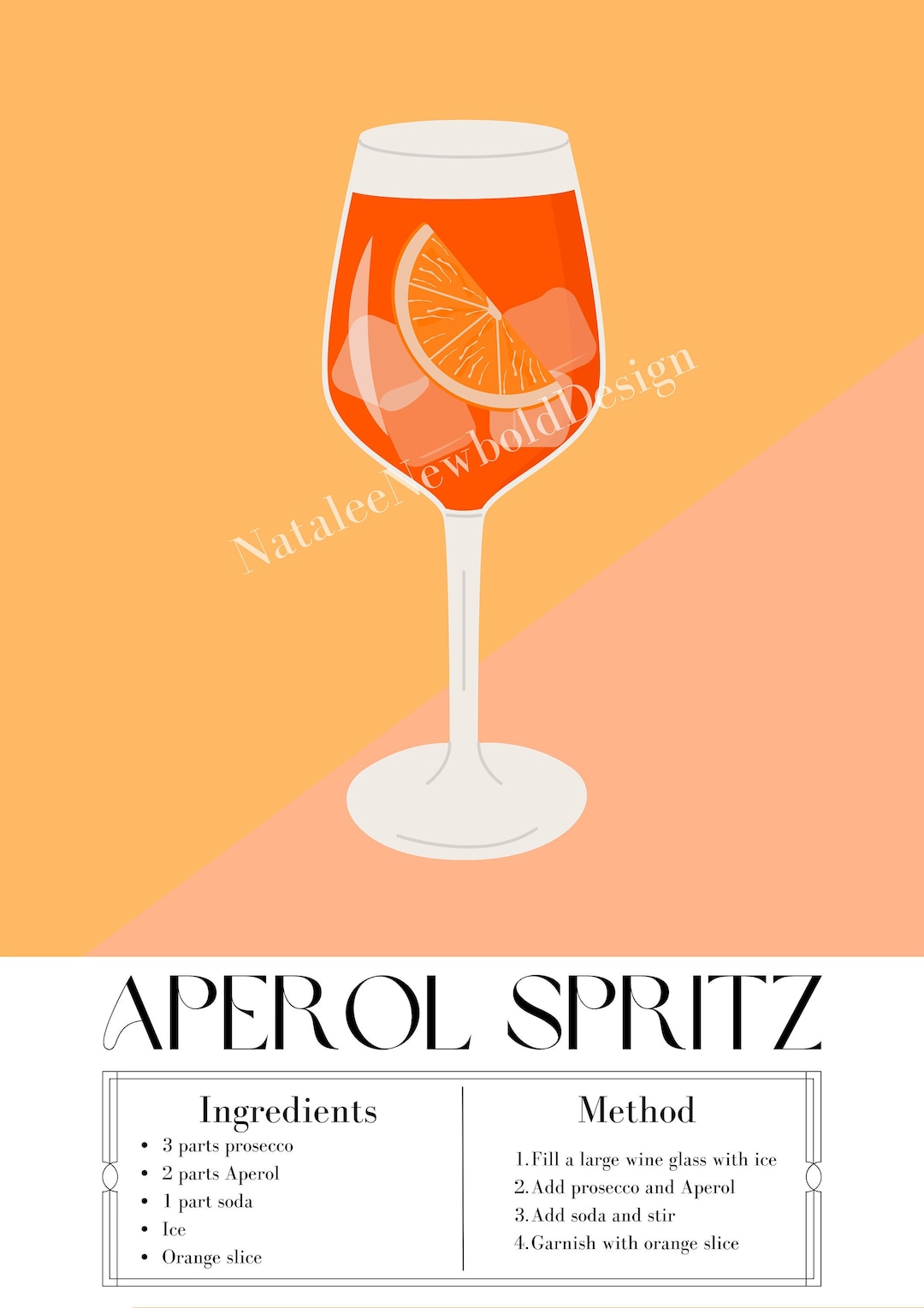 Aperol spritz drink recipe poster single digital download etsy