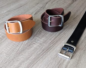 1.5 Inch Leather Belt – Classic Buckle - Wide belt, handmade in Canada
