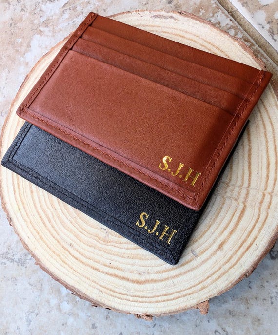 Minimalist Leather Card Wallet - Black, Blue, Green, Brown, Gift for boyfriend, Gift for him