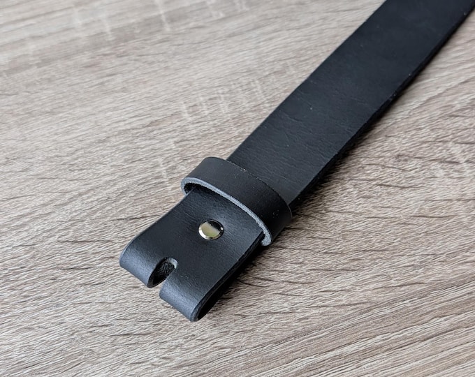 Black Full Grain Leather Strap 1.5” (38mm) – Replacement Strap – Black, Dark Brown, Tan – Made in Canada