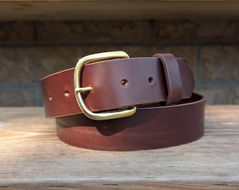 Brass Buckle Dark Brown leather Belt, Casual Handmade Belt, Full grain leather, Made in Canada, Gift for him, Gifts for her, Veg Tan leather