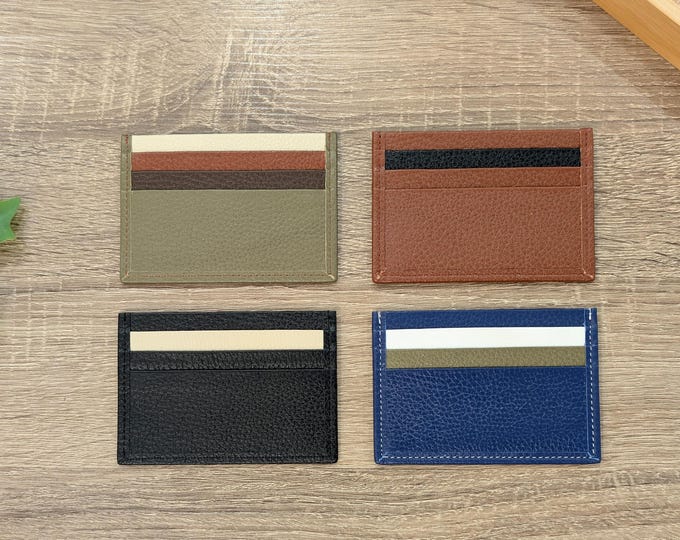 Minimalist Lamb Leather Card Wallet: RFID Blocking, Custom Initials