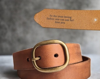 Handmade Women's Black Veg Tan Leather Belt, Brass Buckle