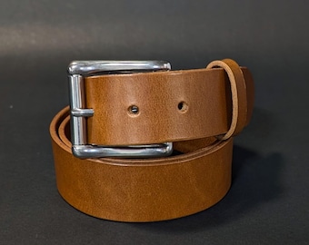 Men's Tan Leather Belt, Handmade in Canada