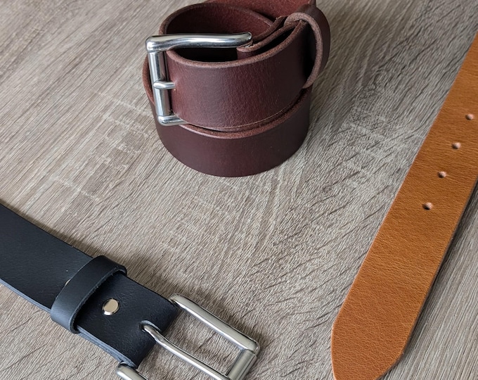 Handmade Full Grain Leather Belt for Men - Classic Brown  - Gift for Him