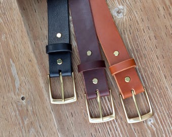 1-1/2 inch black leather belt- Full-grain leather with personalization.