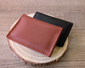 Leather card holder - bifold wallet, made with real leather, flip card wallet, multiple card holder