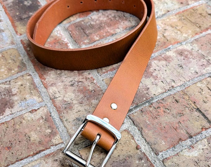 Tan Full Grain Leather Belt –  1.5 Inch Wide, handmade in Canada, Classic leather belt, gift for him, Father's Day gift, Hand Crafted belt