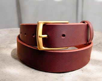 1-1/2 inch black leather belt- Full-grain leather with personalization.