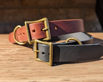 Leather Dog Collar with personalization. Full grain leather.