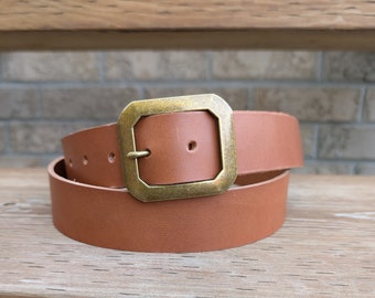 Handmade Italian Veg Tan Leather Belt - 1.5" Wide
