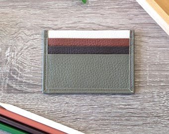 Green Leather Credit Card Holder - Minimalist & Durable