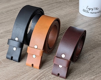 Full Grain Leather Strap 1.5” (38mm) – Premium Leather Belt Strap Replacement, Black, Dark Brown, Tan – Made in Canada, leather blank straps