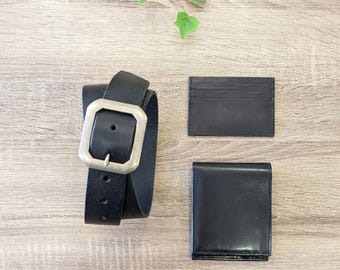 Full Grain Leather Belt, Wallet & Cardholder Set - Made in Canada