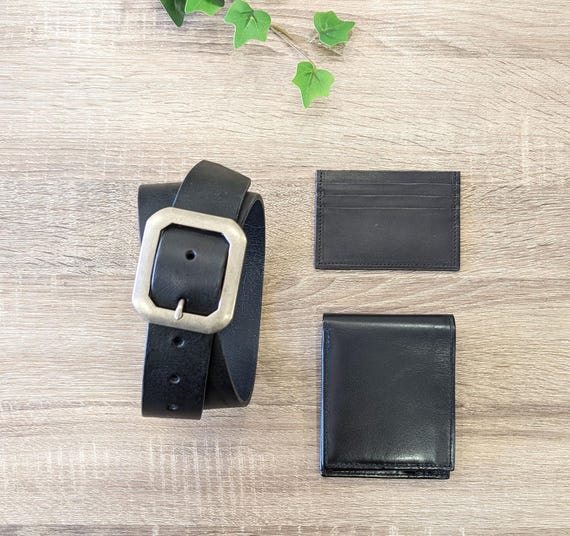 Leather Belt, Leather Wallet and Leather Cardholder Set, 3 pc Gift Set for men, Full Grain Leather Made in Canada